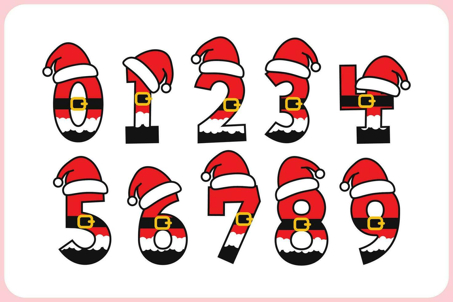 versátil colección de Papa Noel claus números para varios usos vector