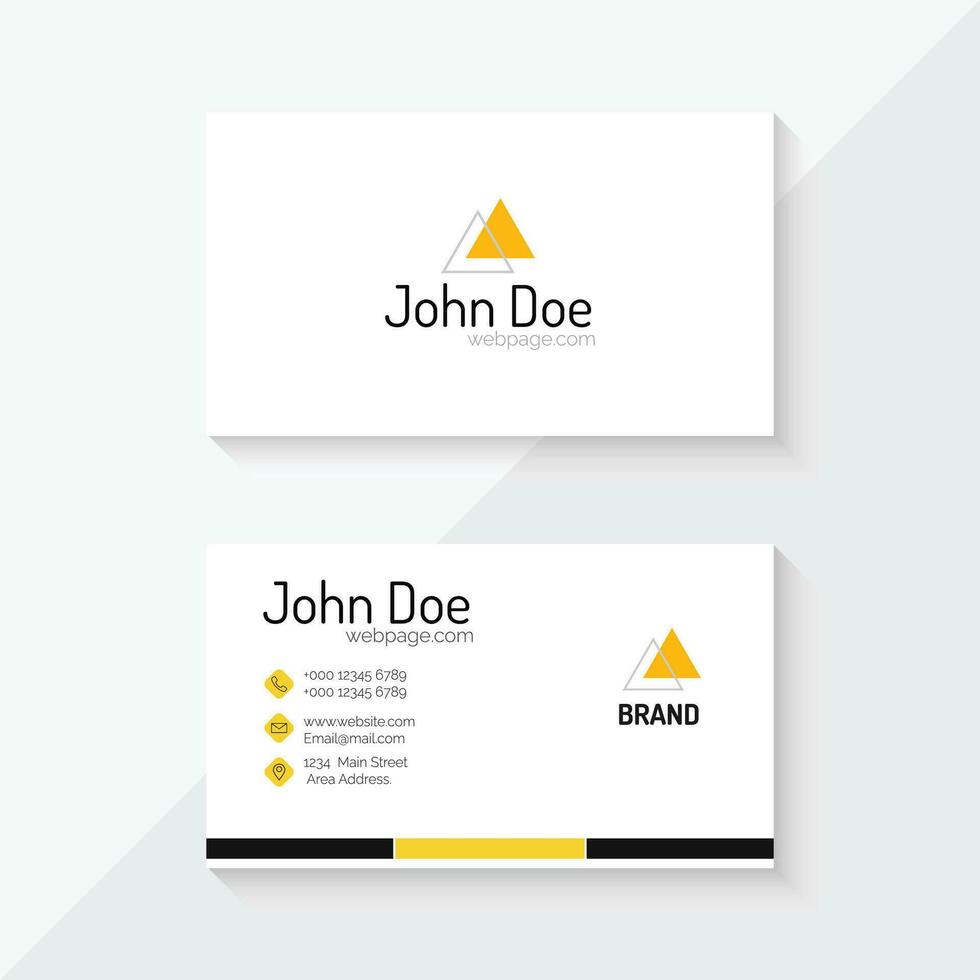 Professional Business Card Design Template in Yellow , Black and White Colors Composition. vector