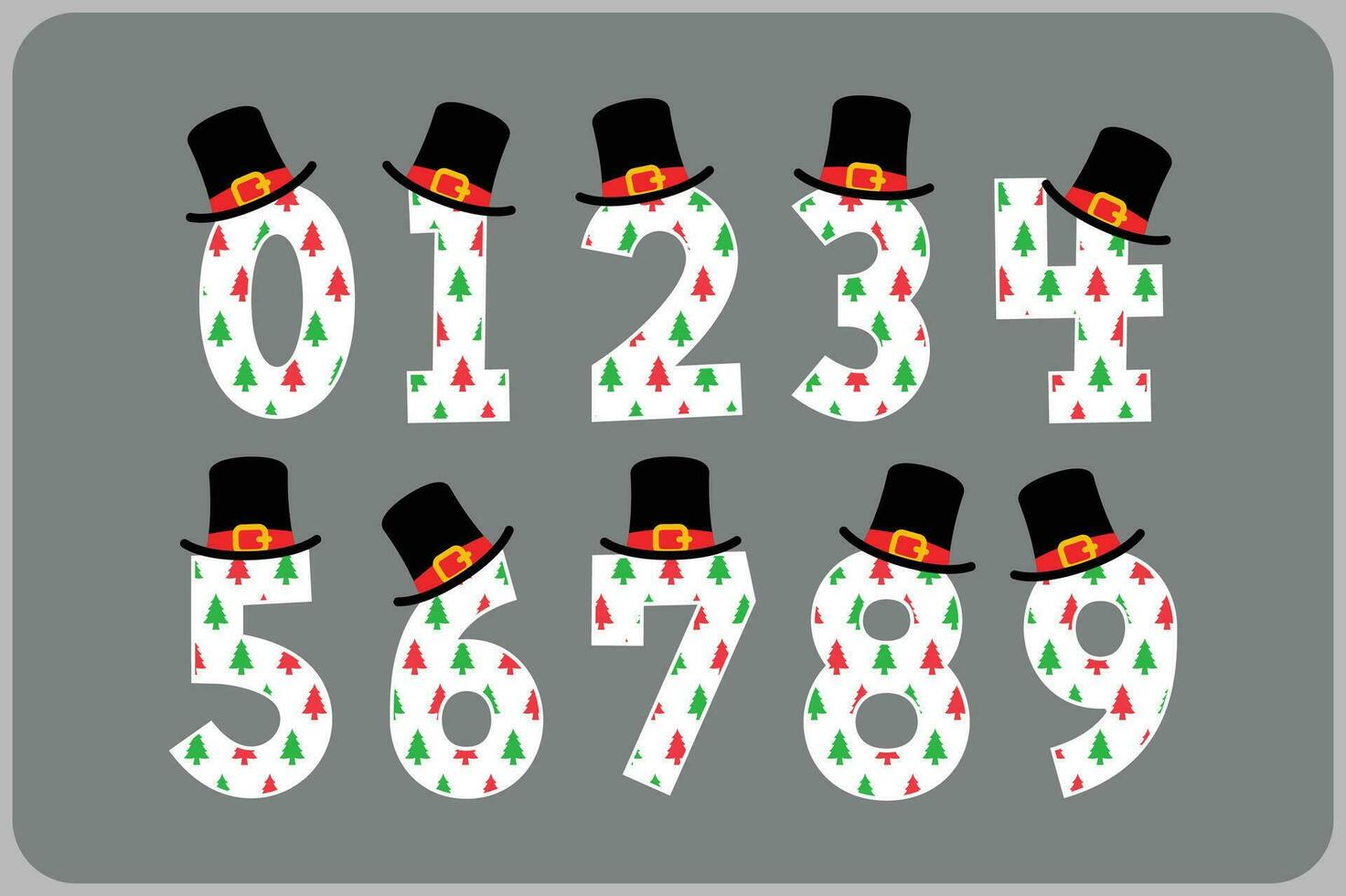 versátil colección de Navidad árbol números para varios usos vector