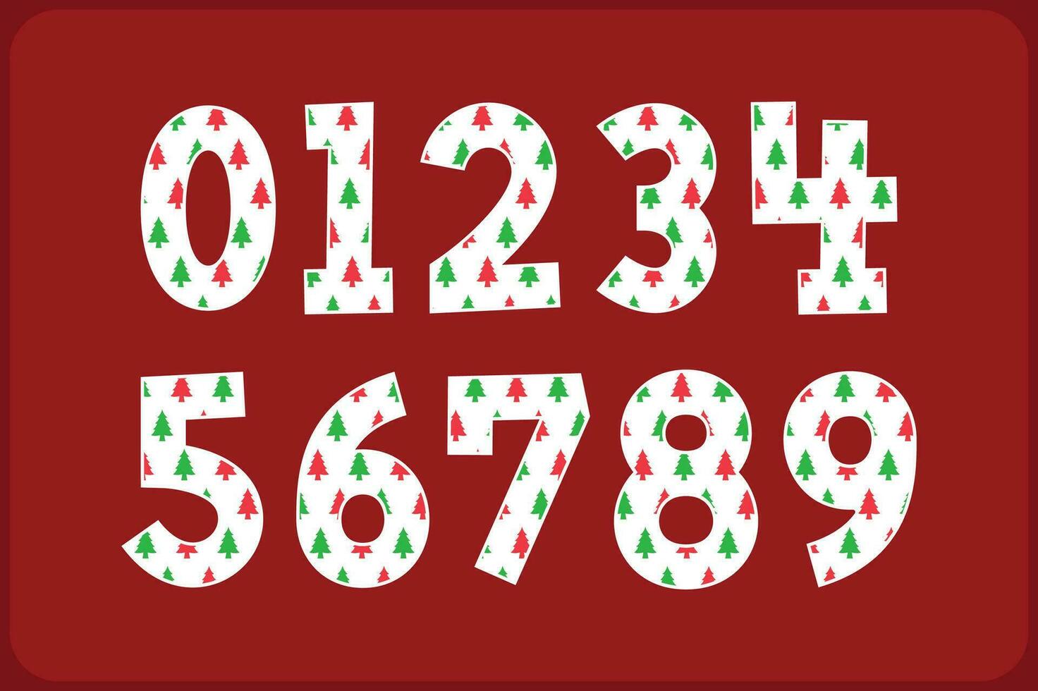 Versatile Collection of Christmas Tree Numbers for Various Uses vector