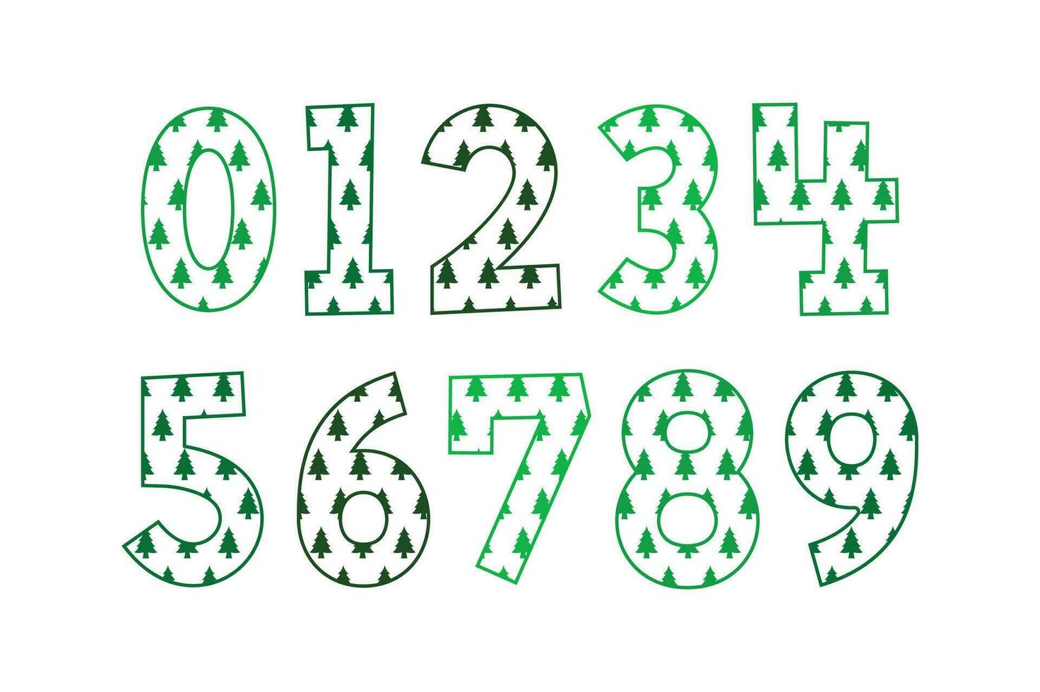 Versatile Collection of Christmas Tree Numbers for Various Uses vector