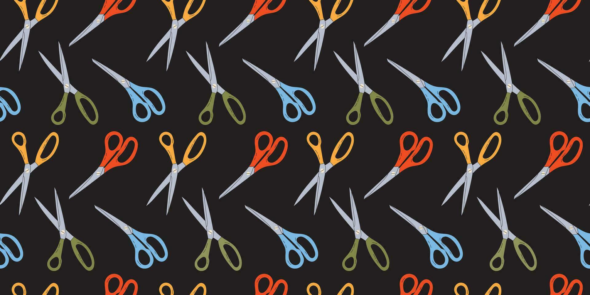 Seamless pattern with various colorful scissors vector