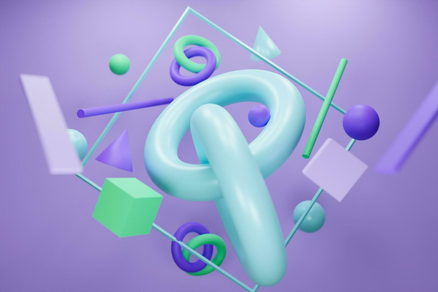 Floating shapes from top 3d rendering empty space photo