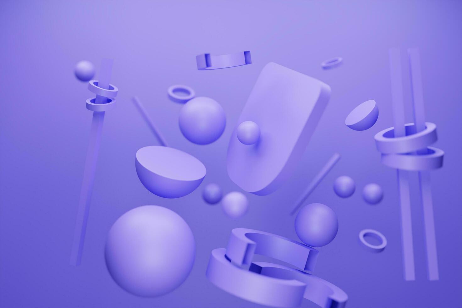 Floating shapes from top 3d rendering empty space photo