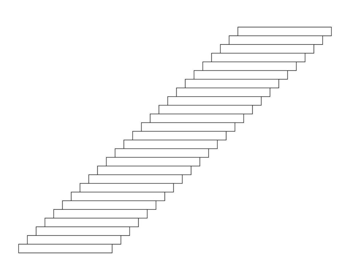 Walking up stairway black and white 2D cartoon object. Corporate steps. Long stairs isolated vector outline item. Climbing upstairs. Up and down structure monochromatic flat spot illustration