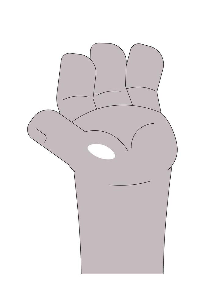 African american hand outstretched cartoon hand outline illustration. Arm reaching up 2D isolated black and white vector image. Upwards. Support, assistance flat monochromatic drawing clip art