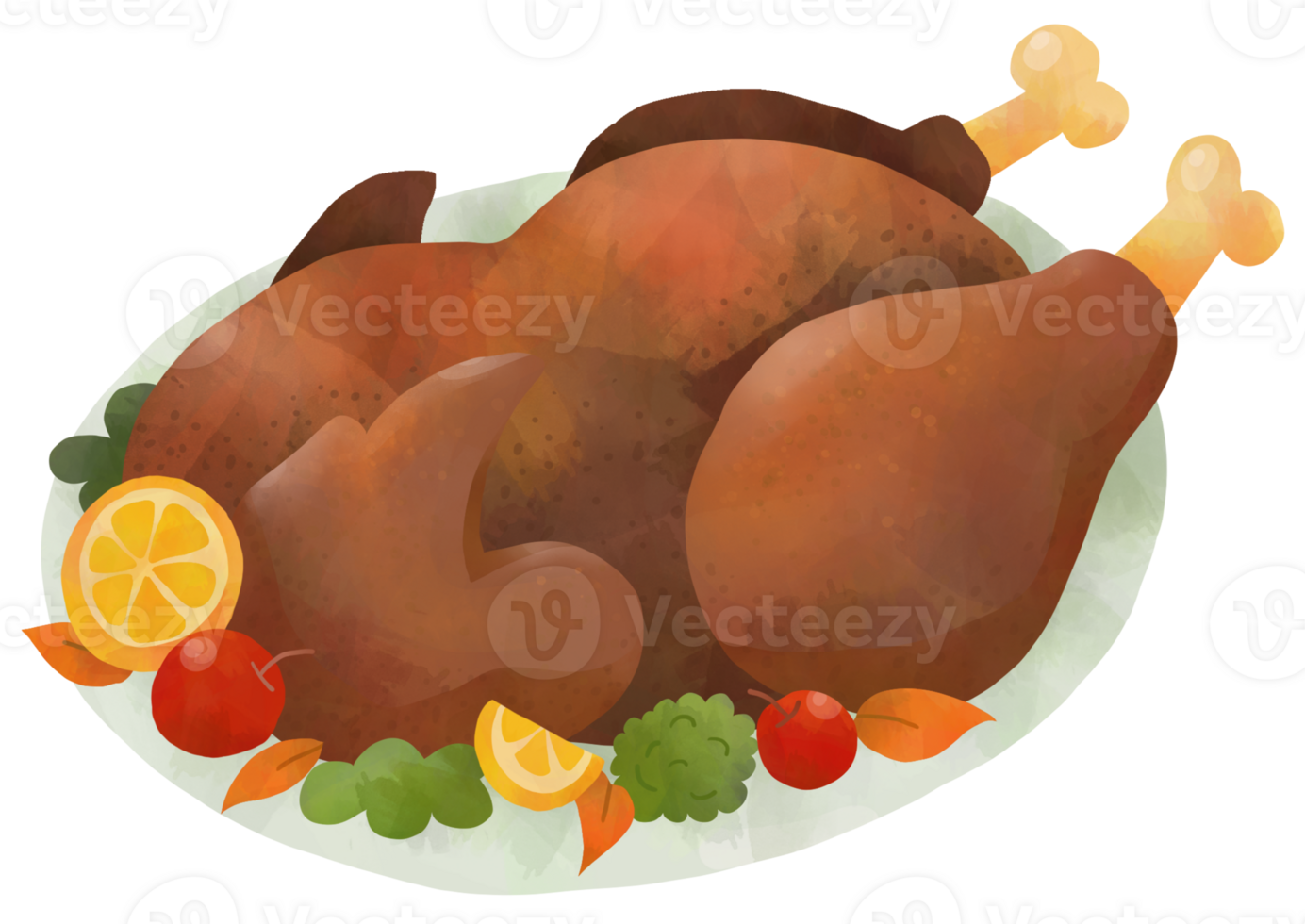 Watercolor Roasted Turkey png