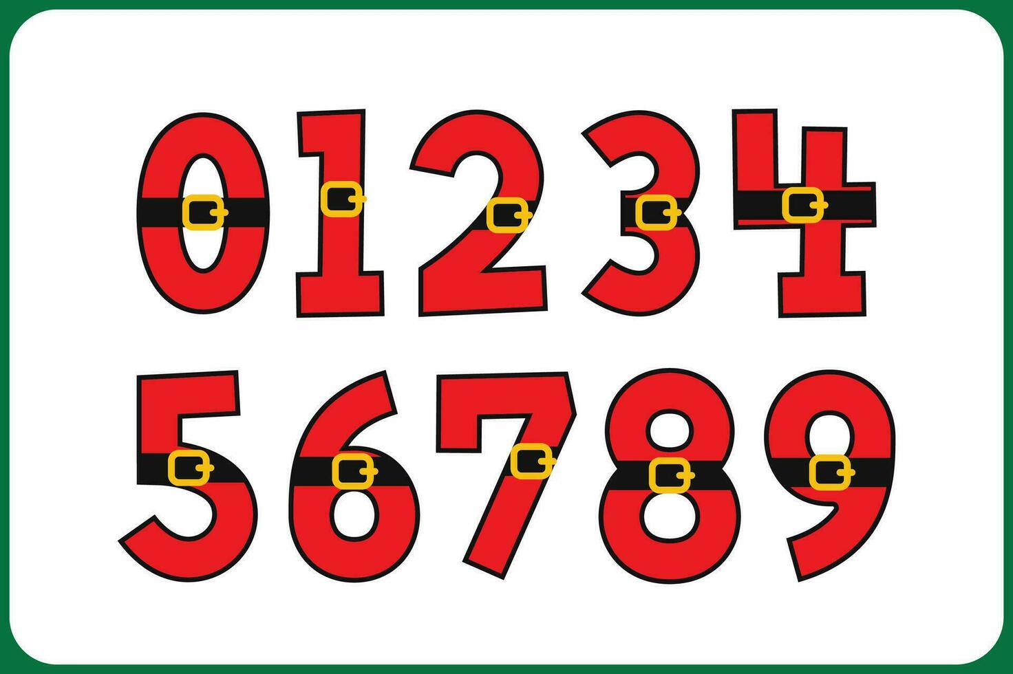 versátil colección de Papa Noel claus números para varios usos vector