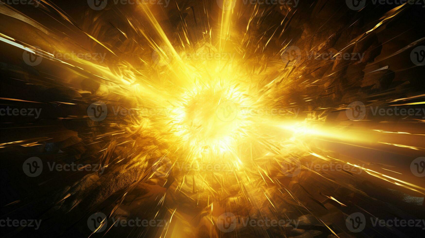 Explosion with yellow lighting. Generative AI photo