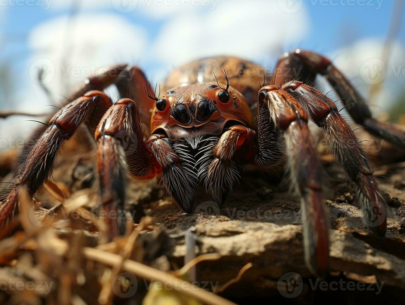 Close-up highly detailed MACRO shot of the spider generative ai photo