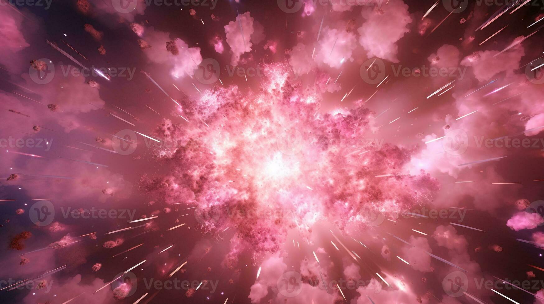 Explosion with pink lighting. Generative AI photo