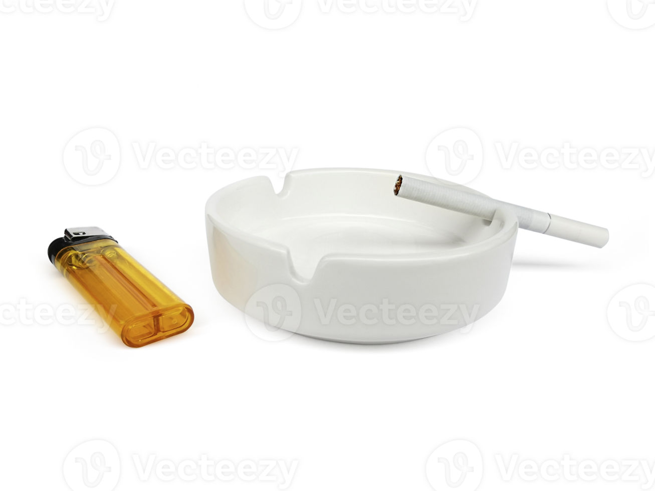 White ashtray and cigarette, transparent background png