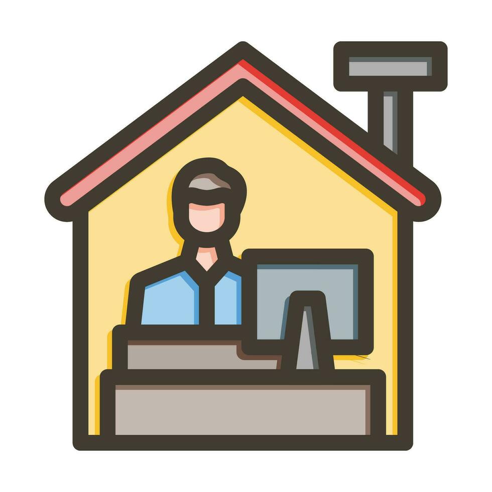 Work From Home Vector Thick Line Filled Colors Icon For Personal And Commercial Use.