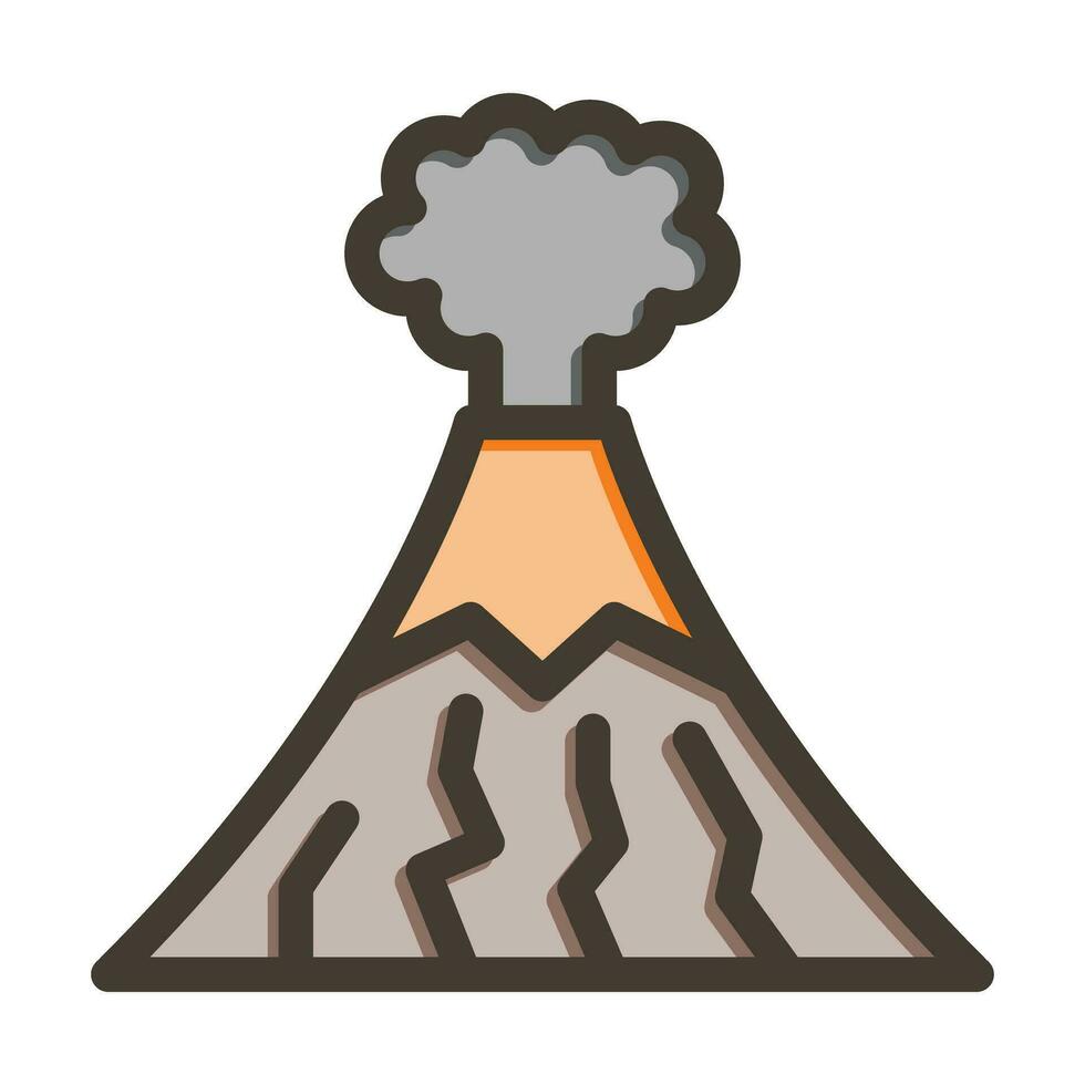 volcán vector grueso línea lleno colores icono para personal y comercial usar.