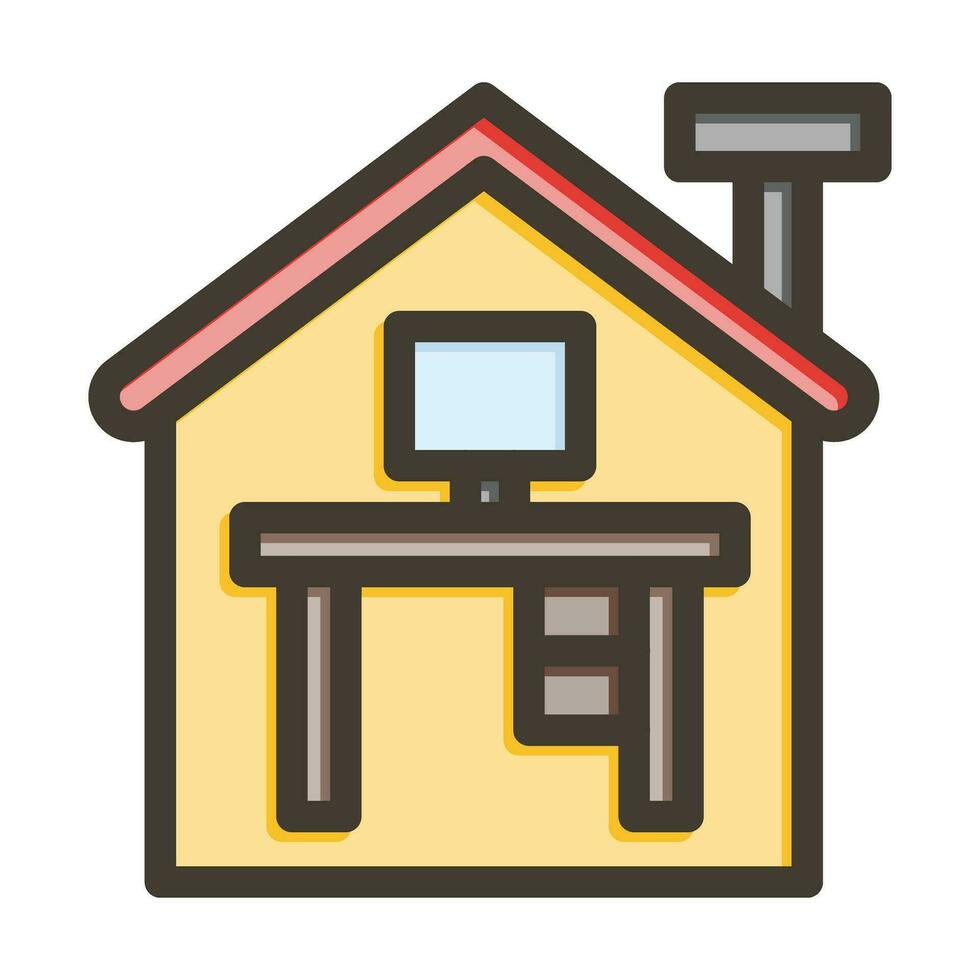 Home Office Vector Thick Line Filled Colors Icon For Personal And Commercial Use.