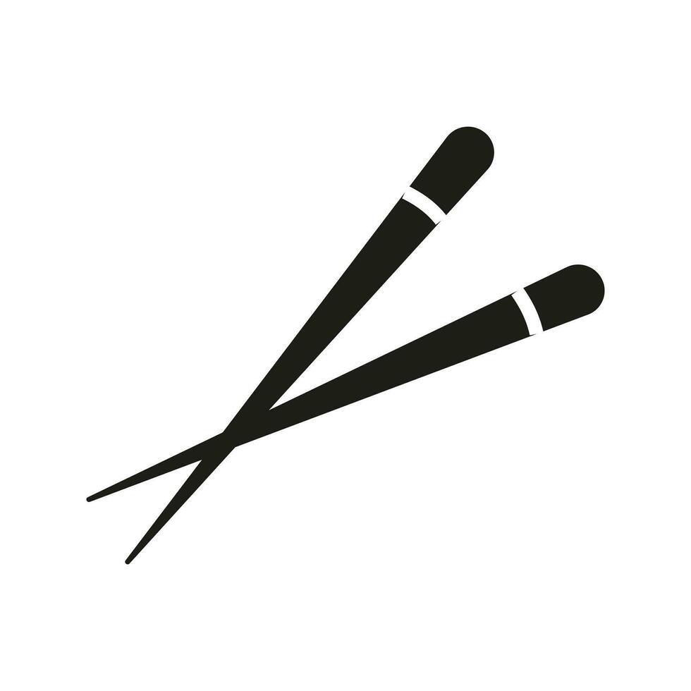 Sushi chopsticks vector icon isolated. Black silhouette of a device for Chinese food.