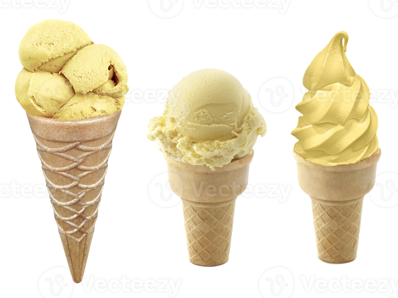 vanilla Ice cream in the cone, transparent background png