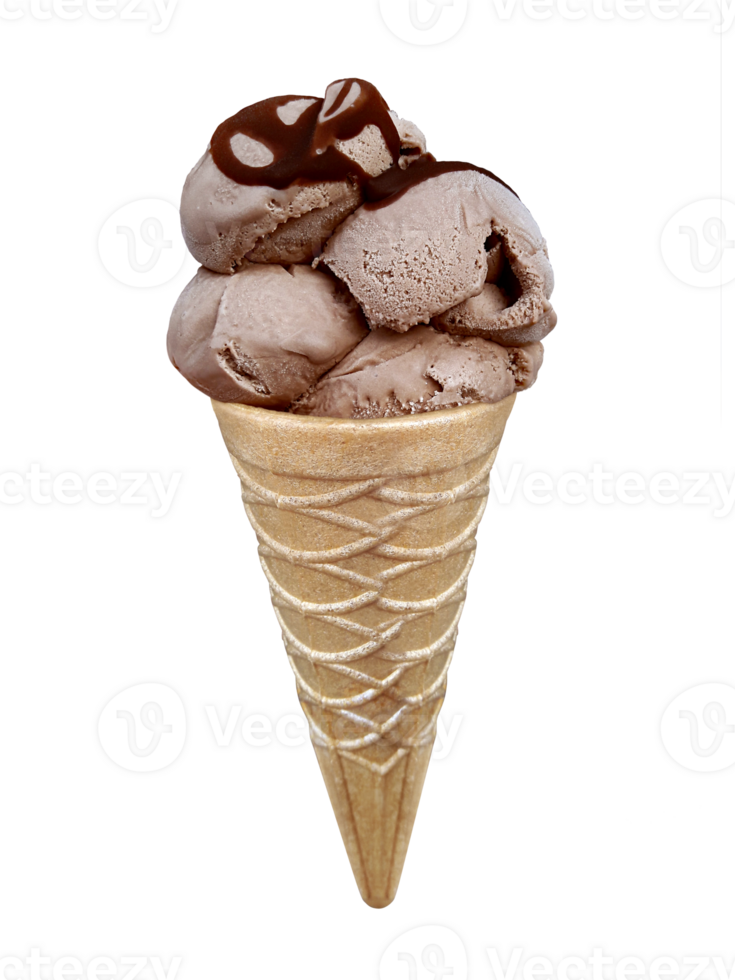 Chocolate Ice cream in the cone, transparent background png