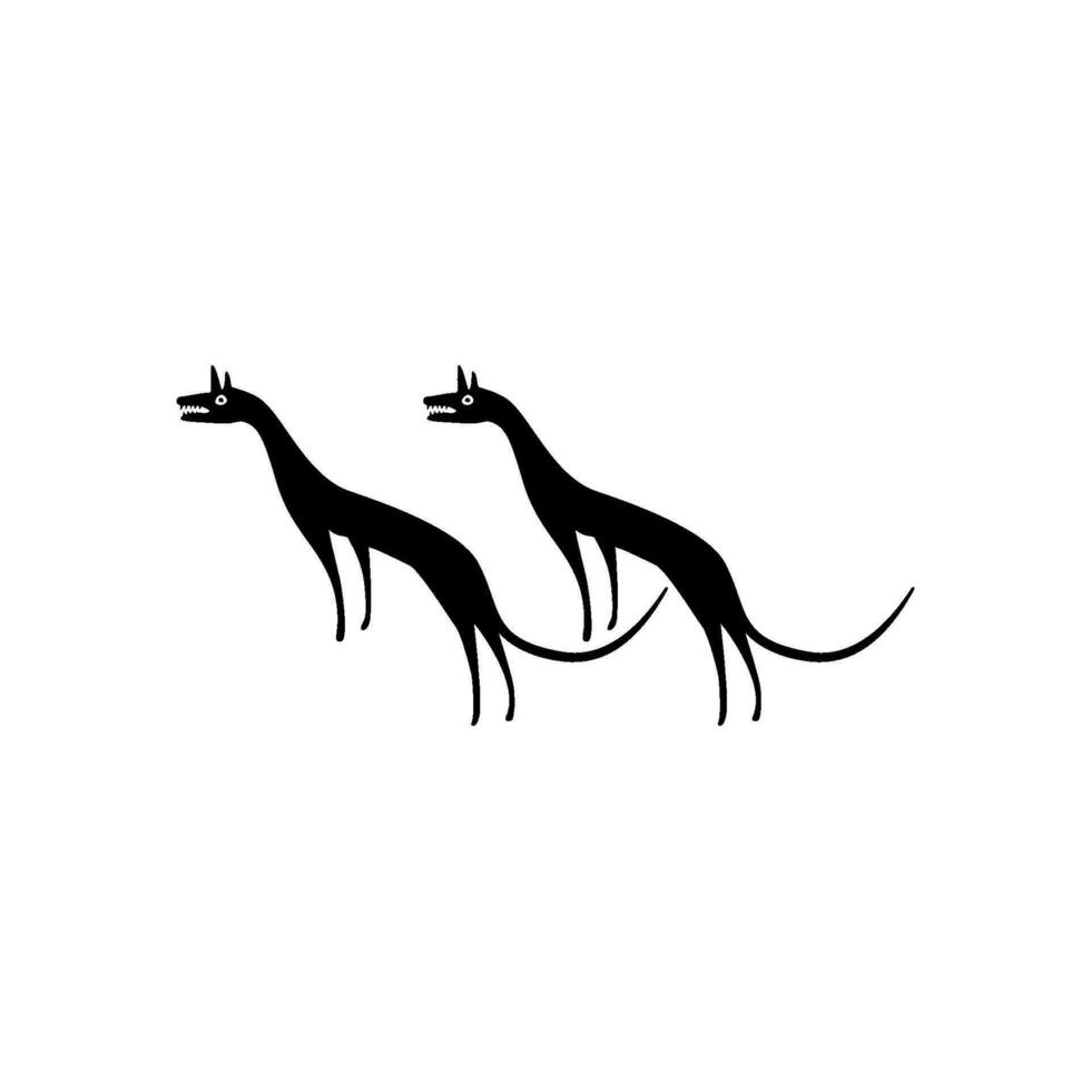 Pair Wolf Naive Illustration for Logo Gram, Art Illustration or Graphic Design Element. Vector Illustration