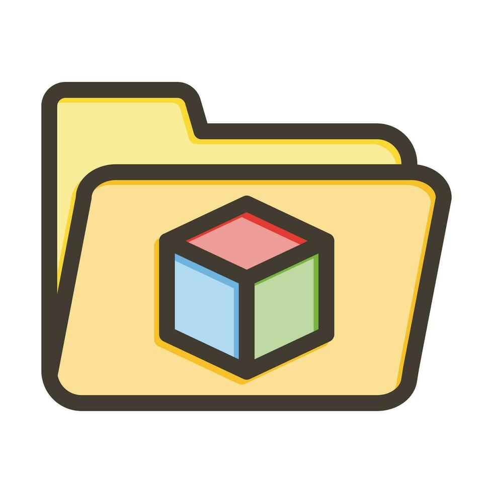 Cube Vector Thick Line Filled Colors Icon For Personal And Commercial Use.