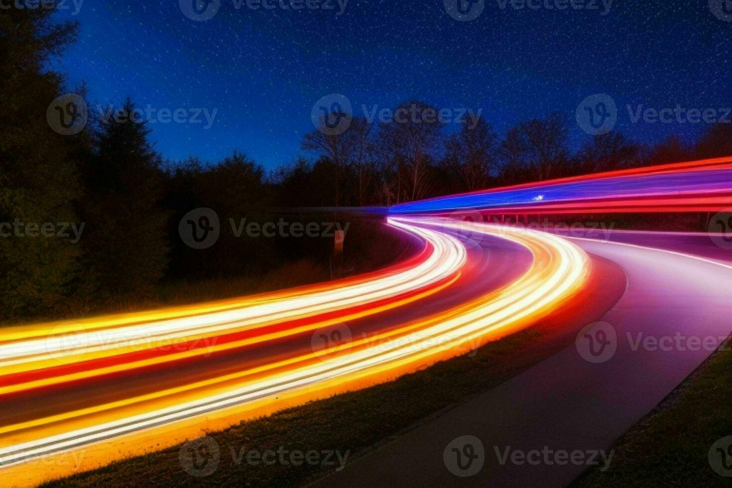 Light Trails at Night background. AI Generative Pro Photo