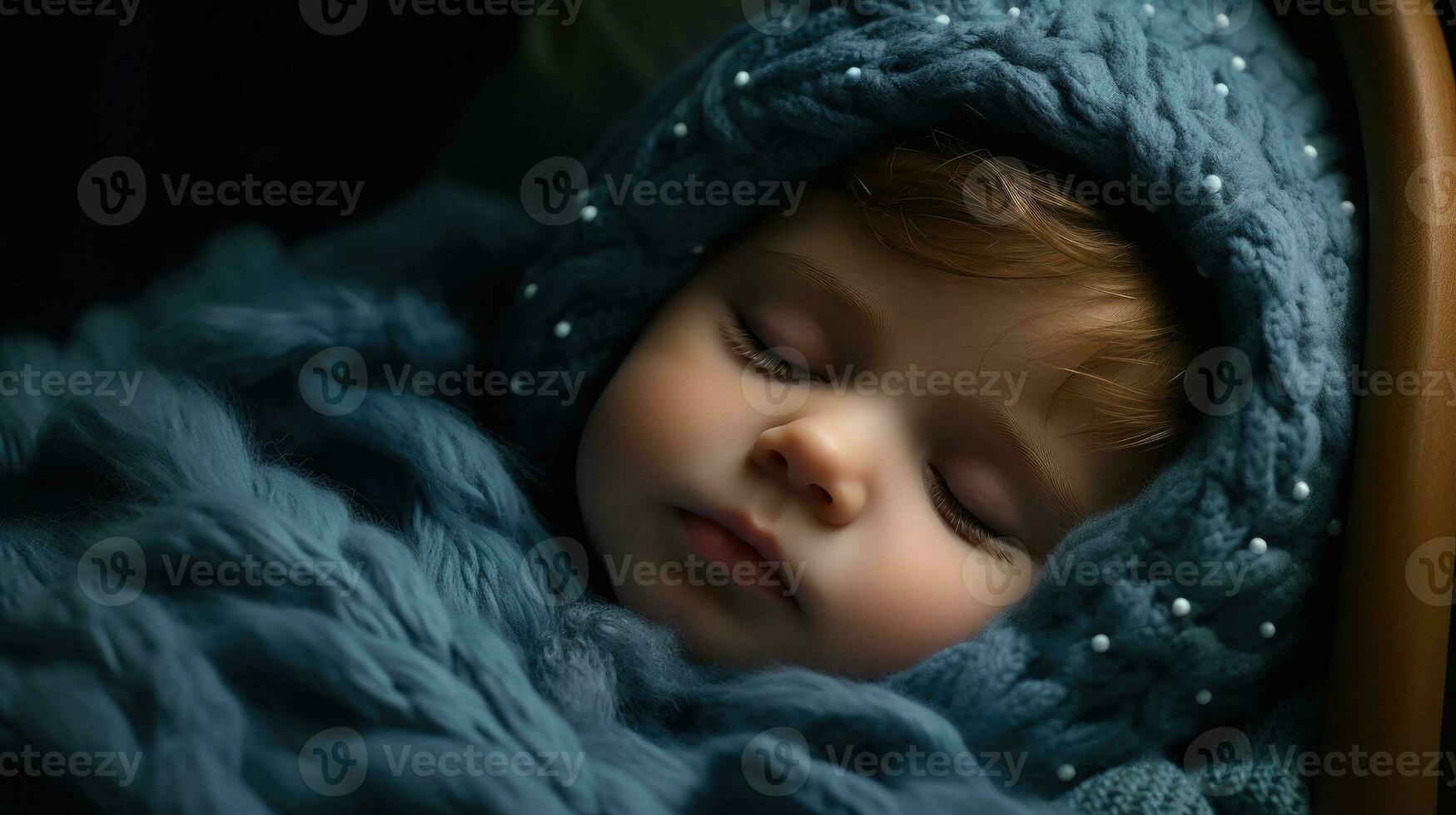 Cute newborn boy sleeping AI Generated photo