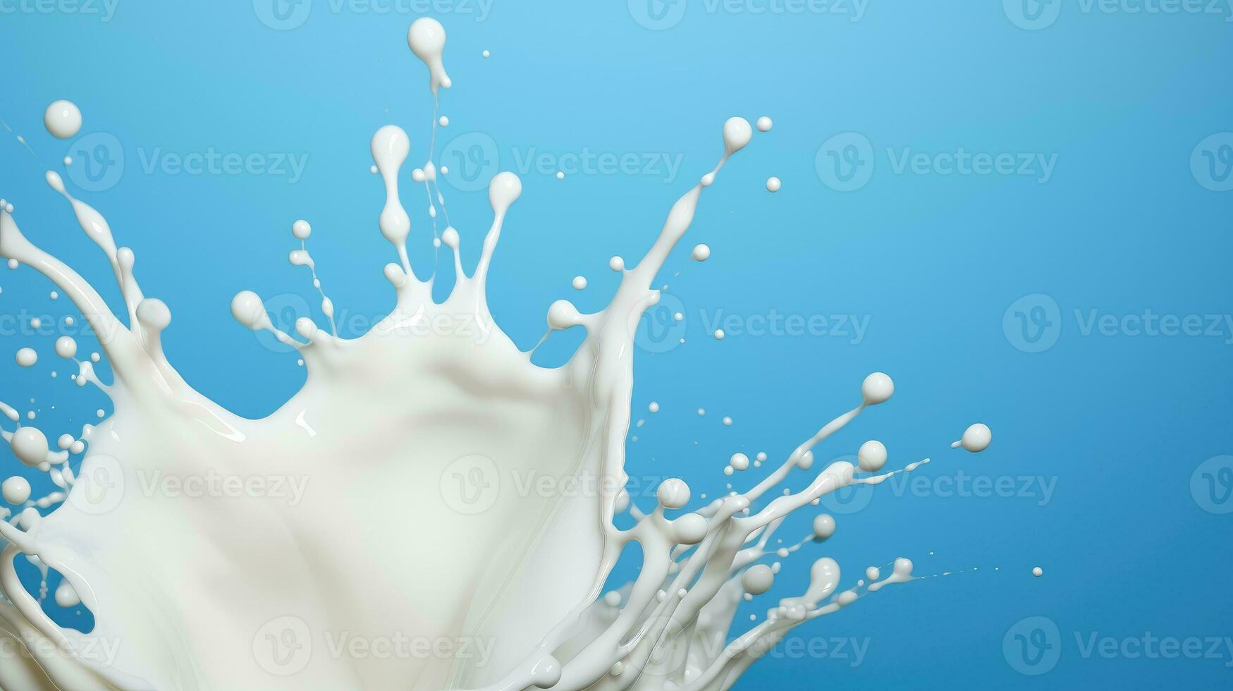 Milk on blue background AI Generated photo