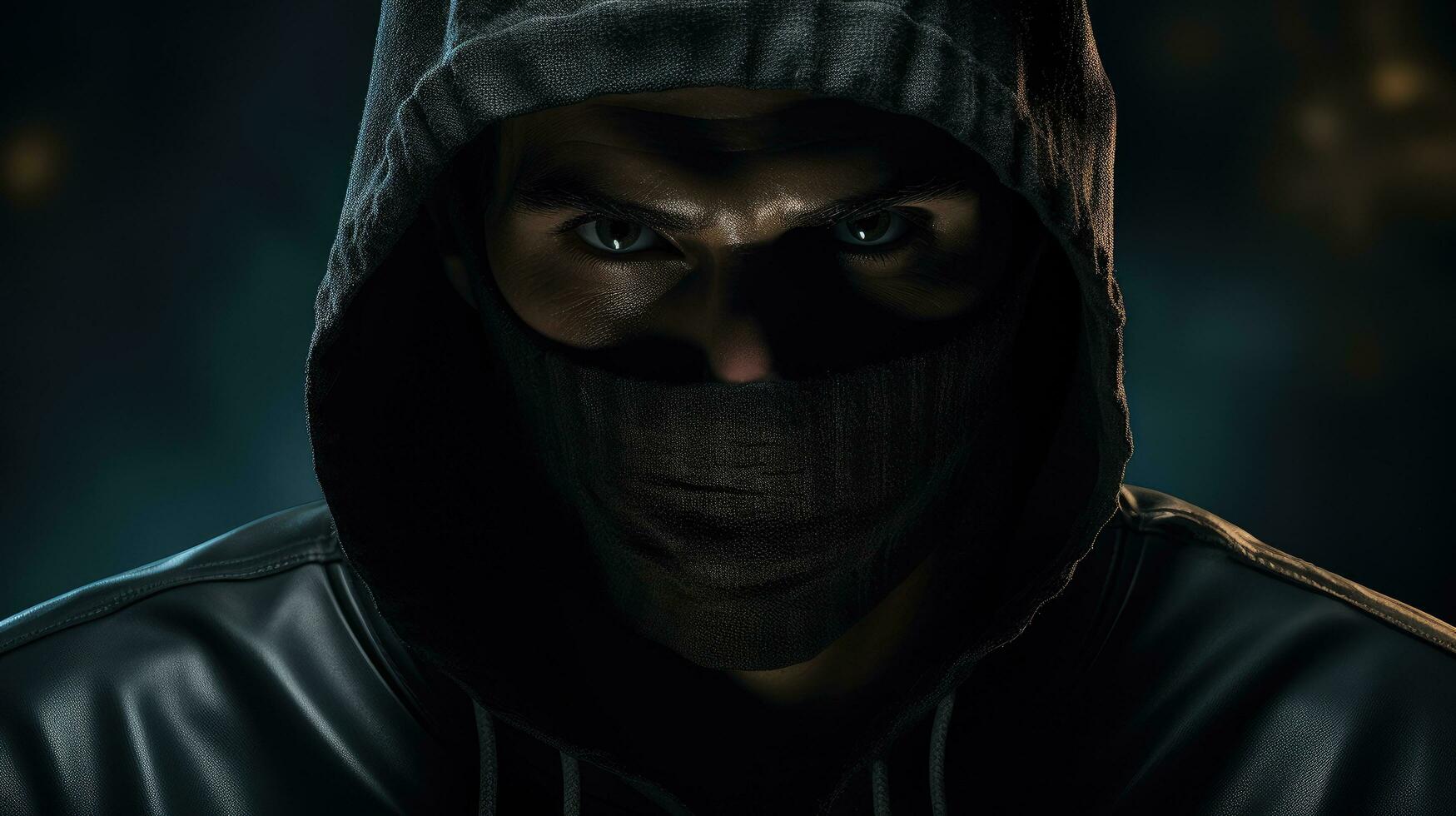 Hooded thief in the dark AI Generated photo