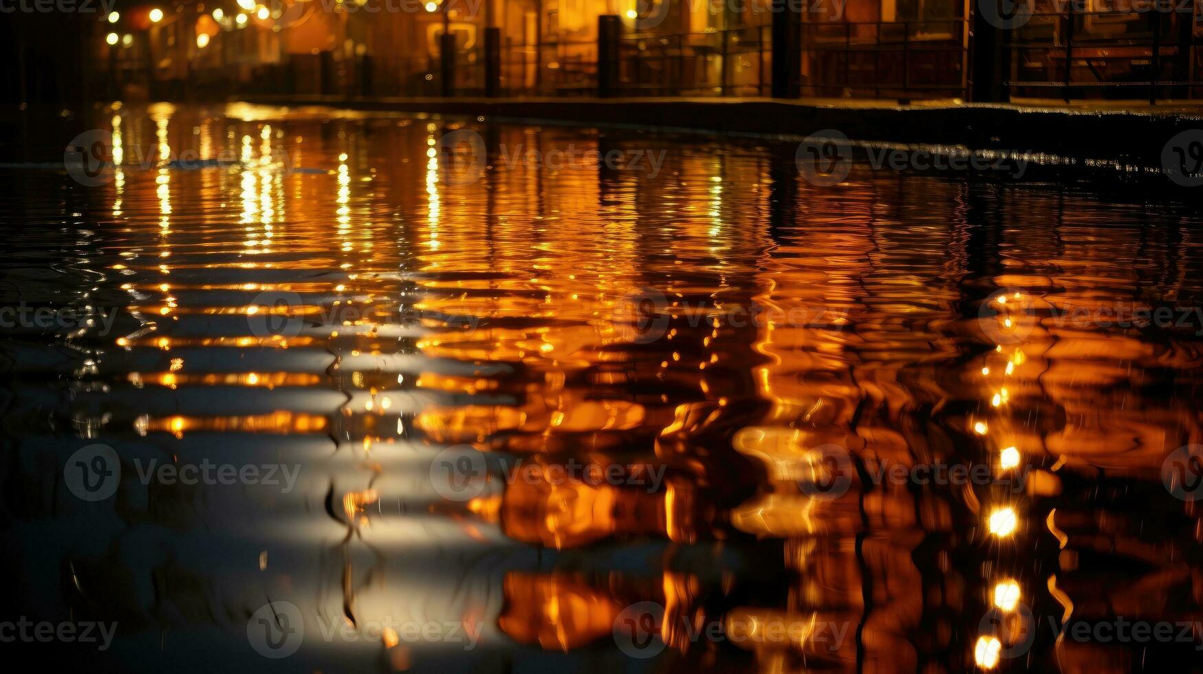 Water reflected at night AI Generated photo