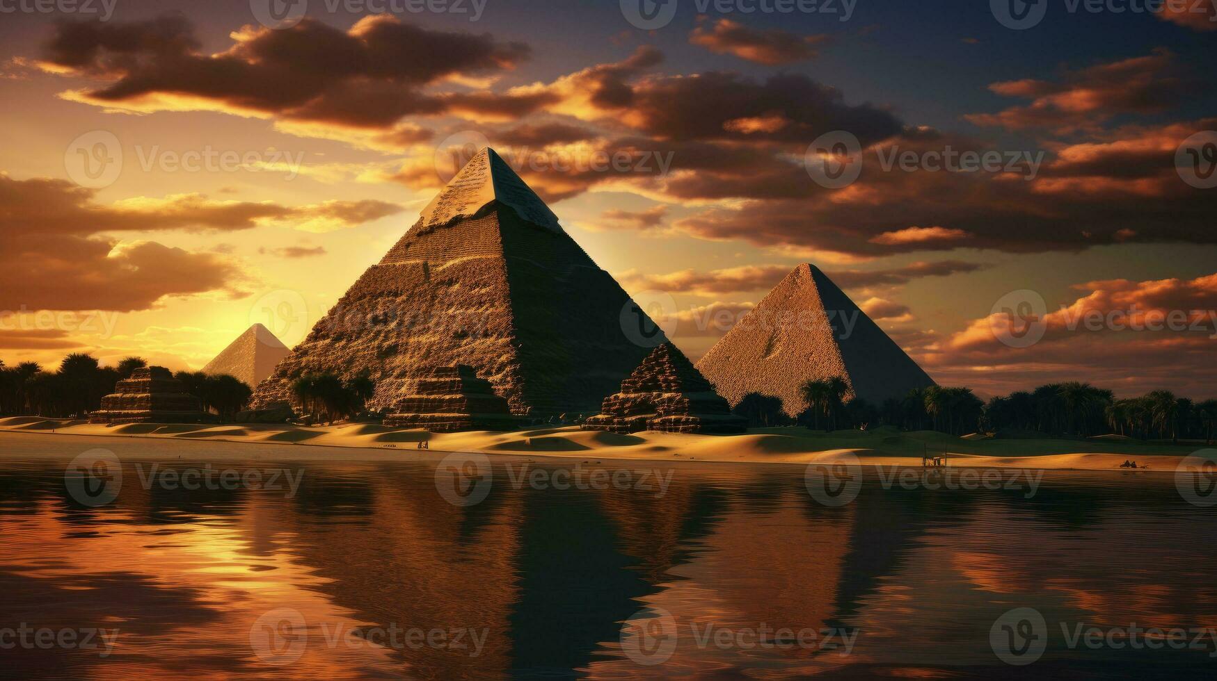 Majestic pyramid landscape AI Generated photo