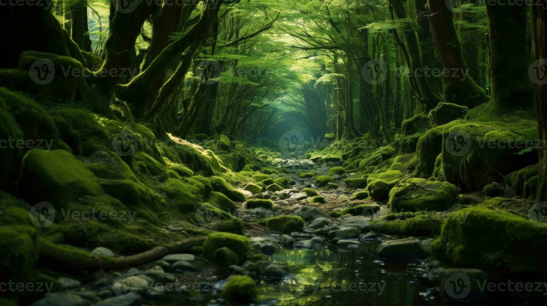 Green forest background AI Generated photo