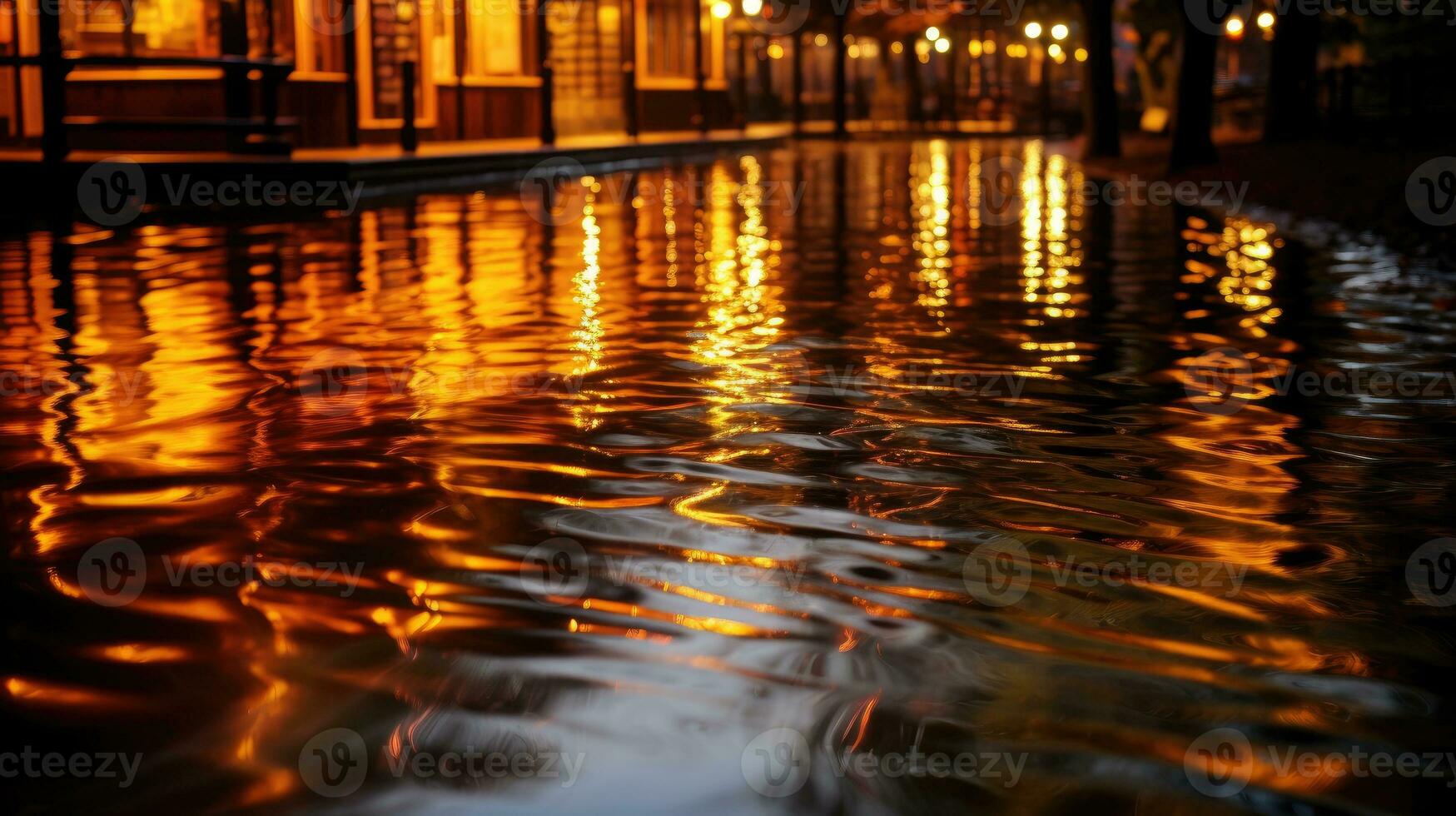 agua reflejado a noche ai generado foto
