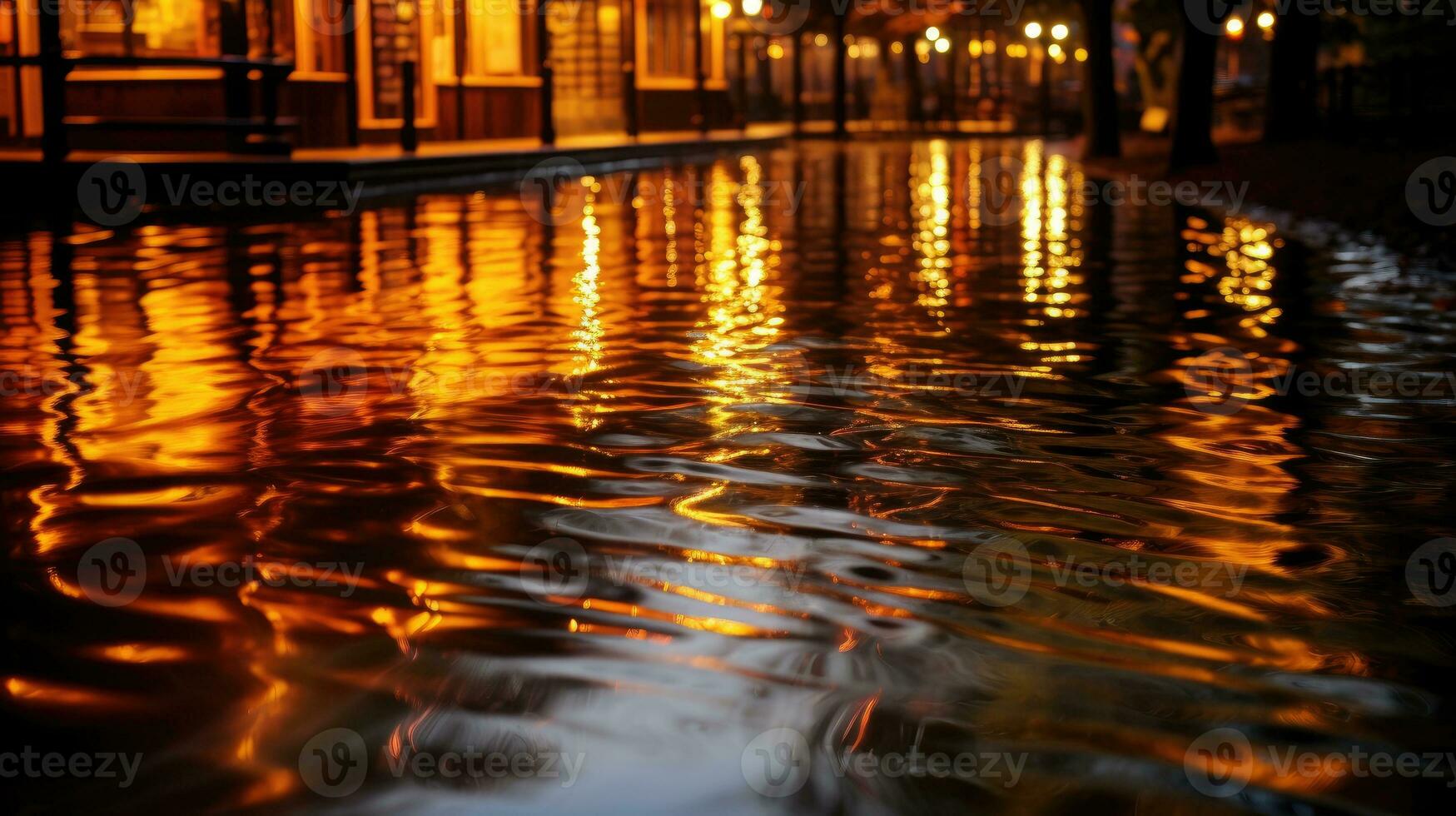 Water reflected at night AI Generated photo