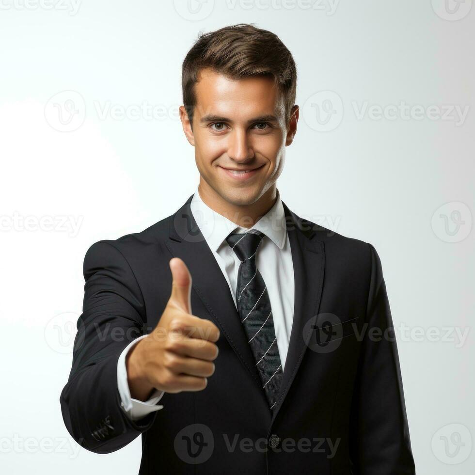 Businessman showing thumb up Isolated on white background AI Generated photo