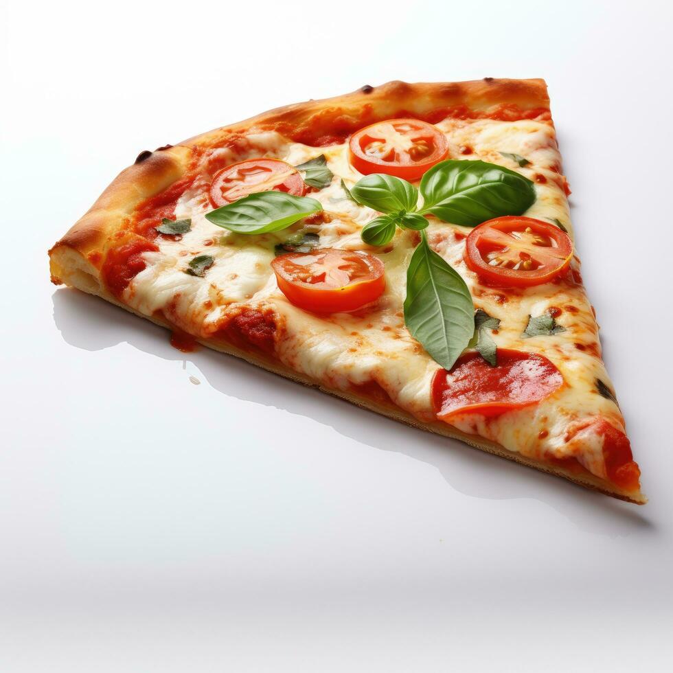 Margherita pizza piece Isolated on white background AI Generated photo