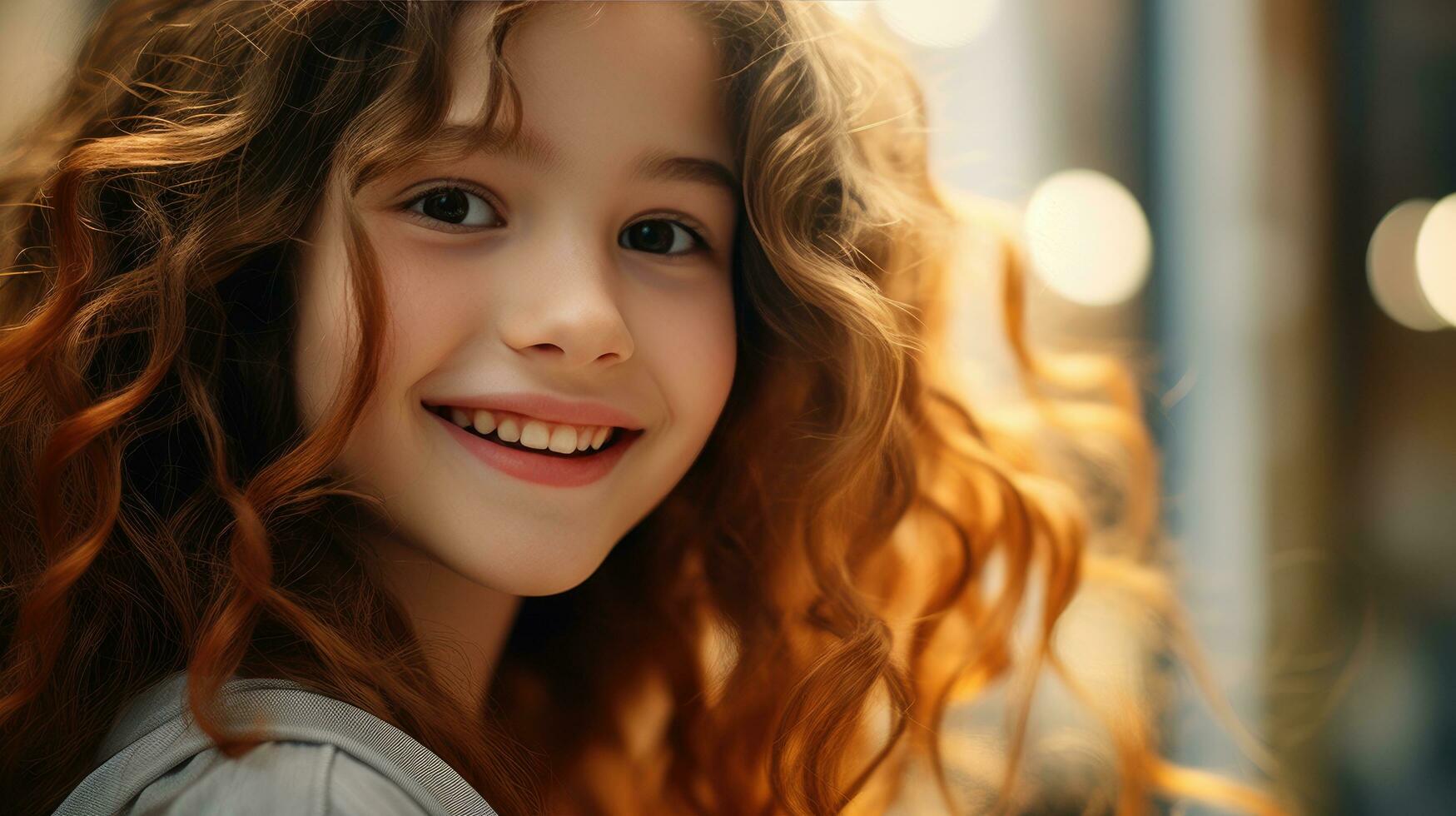 Half face cute girl perfect smile AI Generated photo