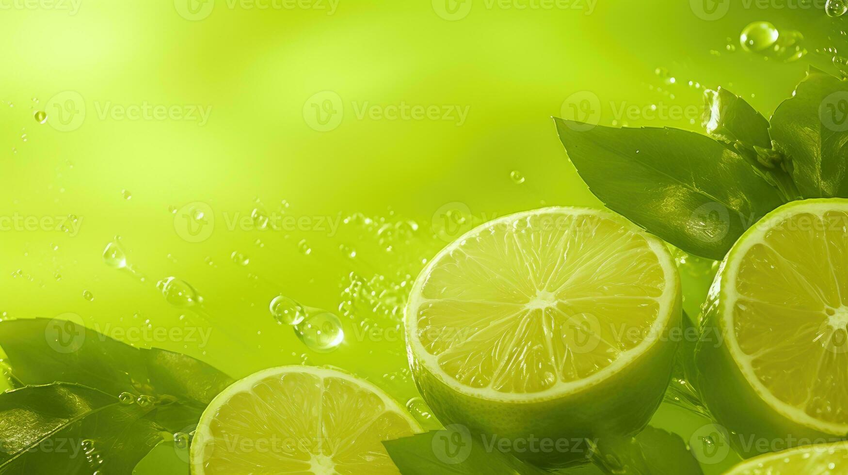 Lime on light lime background AI Generated photo