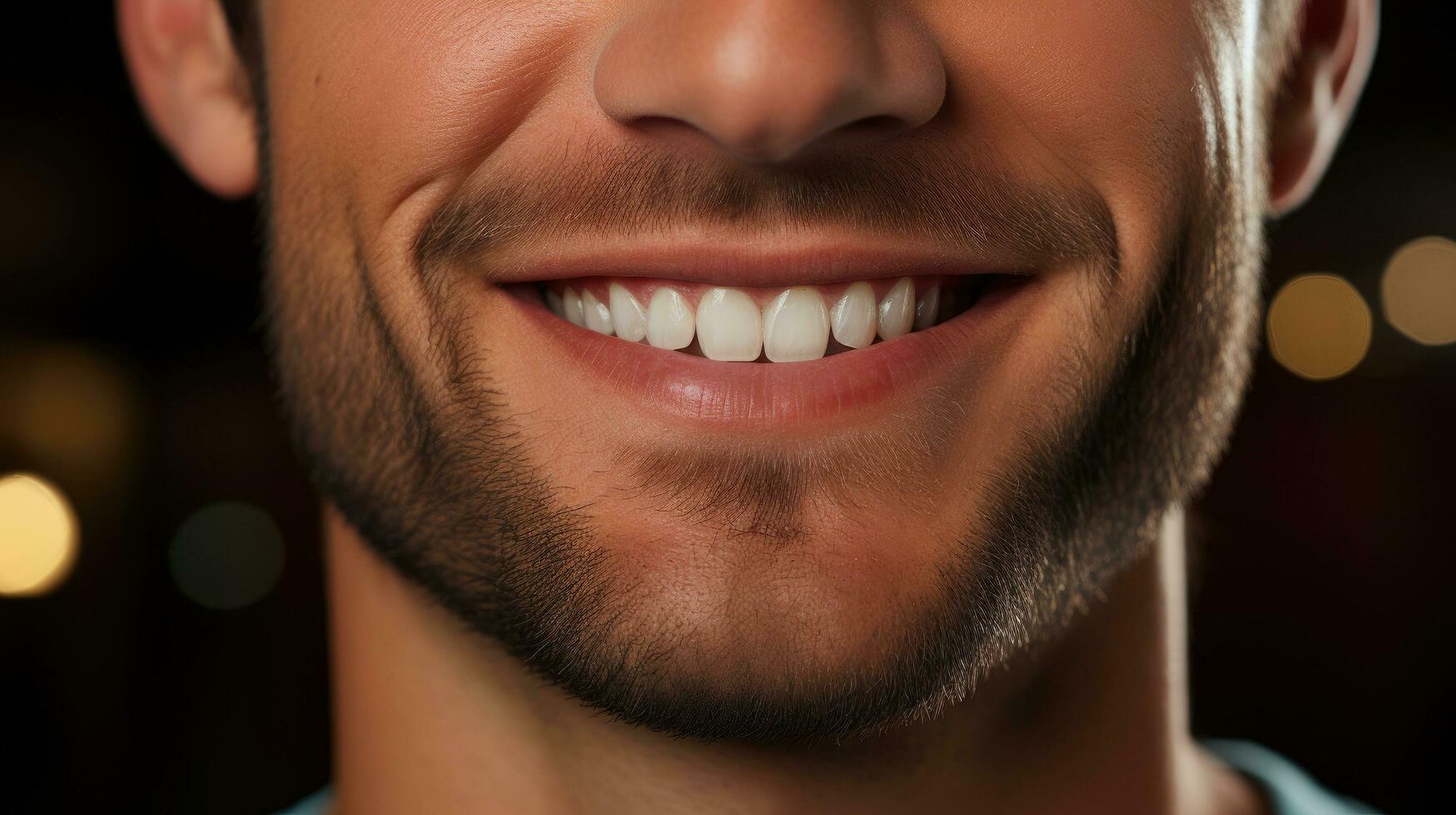 un hombre Perfecto sonrisa ai generado foto