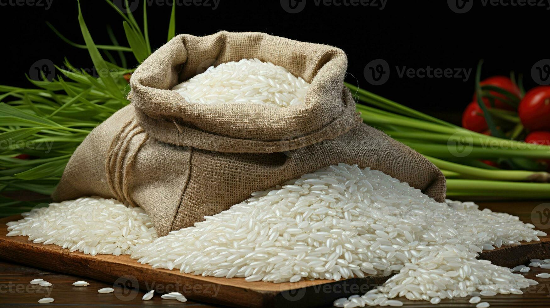 White rice In sack AI Generated photo