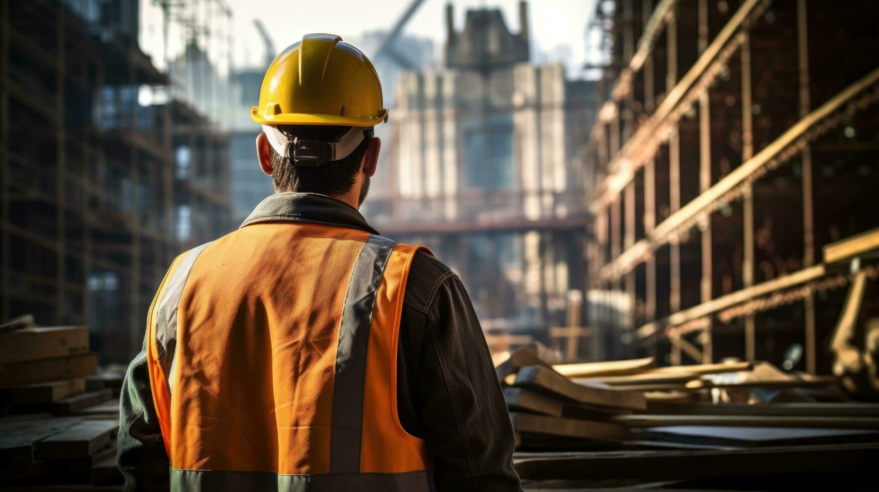 Back of the construction worker AI Generated photo