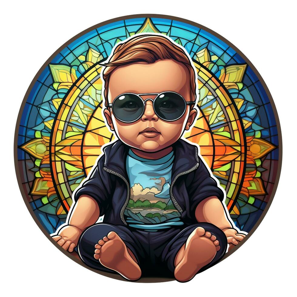 A little Cut Baby Stained Glass Illustration Background photo