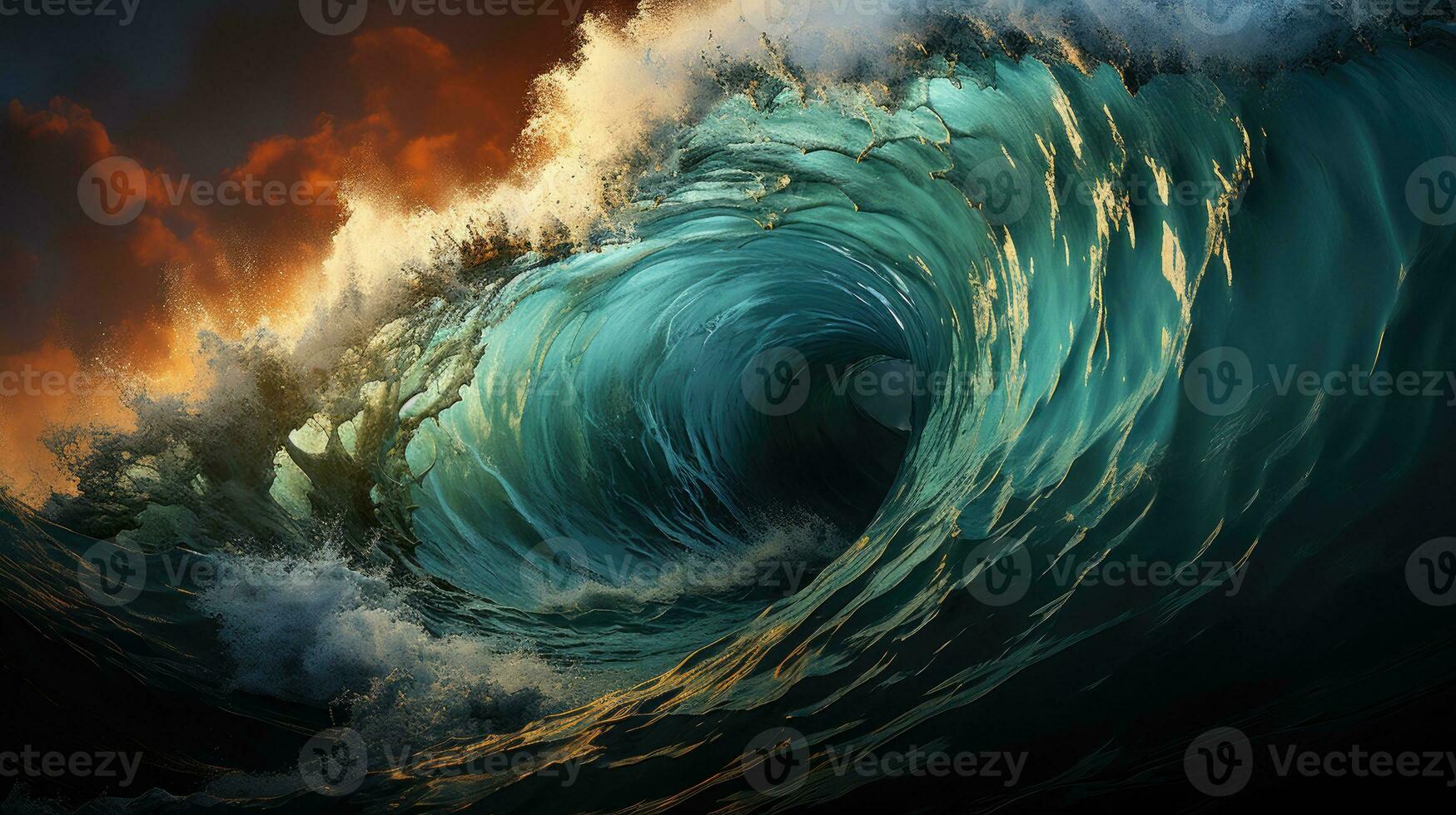 Big sea wave AI Generated photo