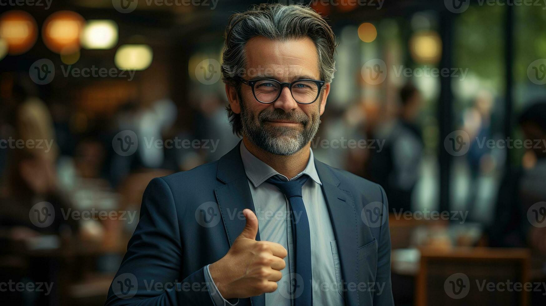 Businessman showing thumb up AI Generated photo
