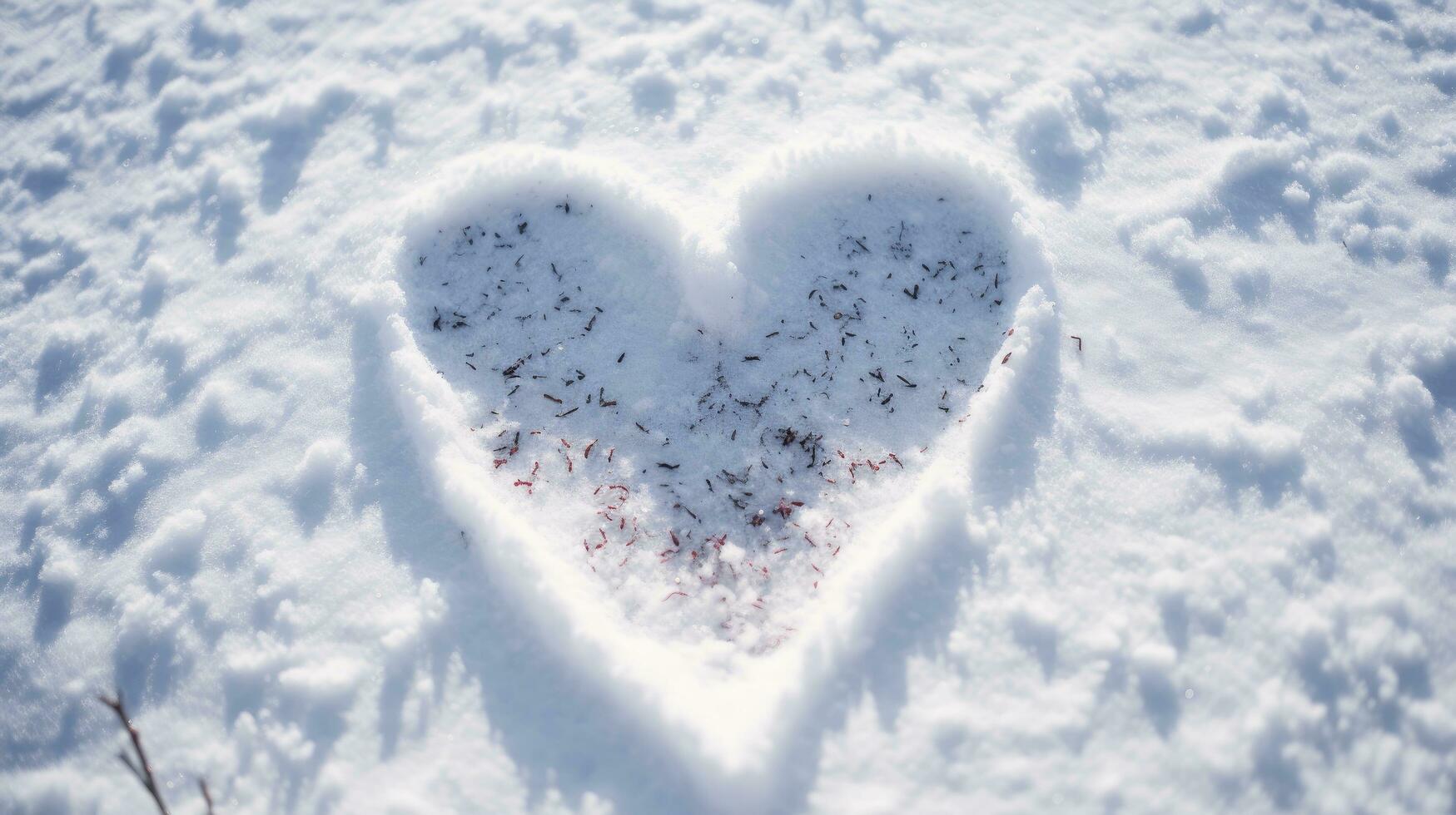 Heart drawn in the snow AI Generated photo