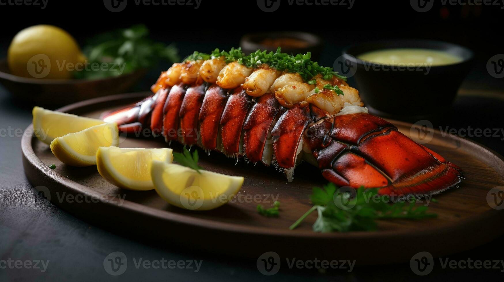 Grilled seafood lobster tail AI Generated photo