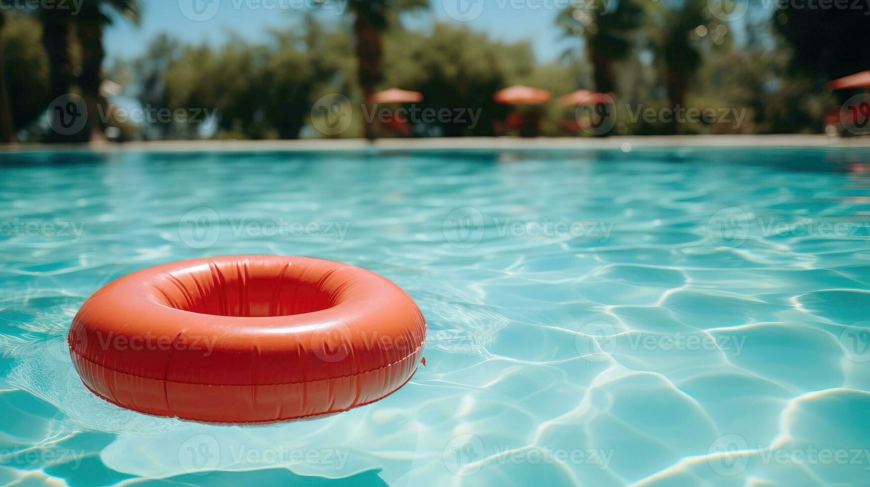 Red swimming pool ring in swimming pool AI Generated photo