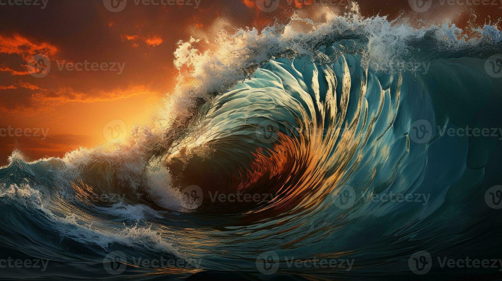 Big sea wave AI Generated photo