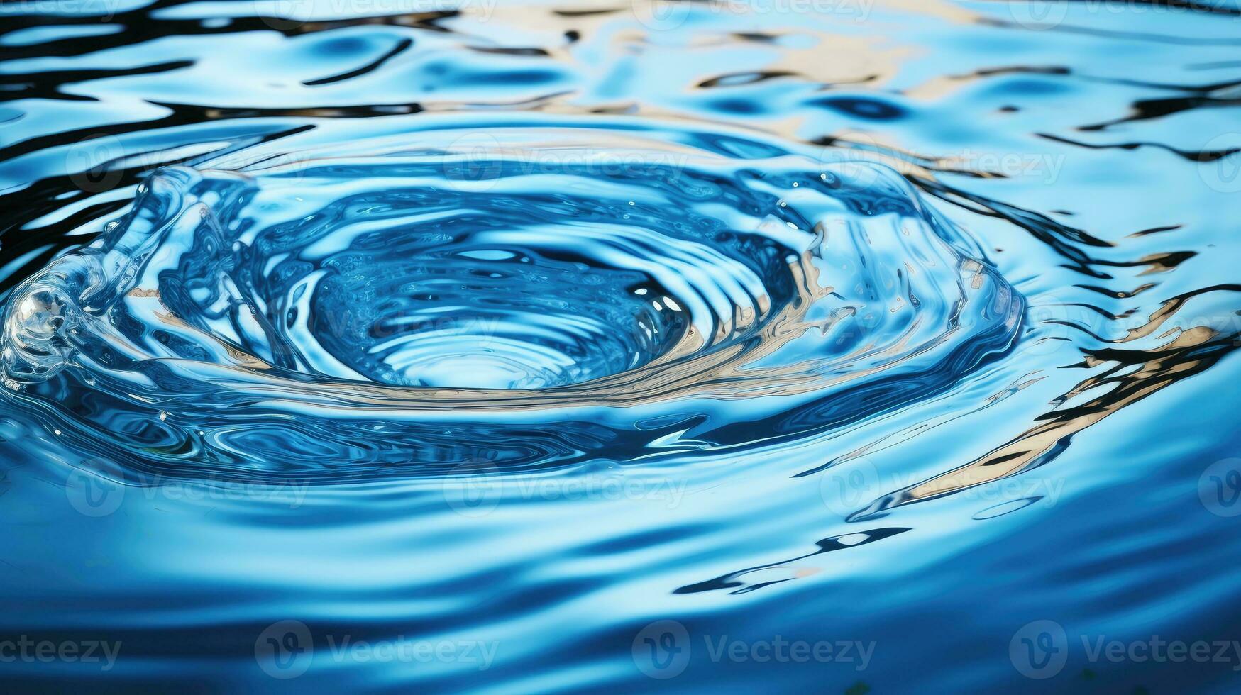 Ripples and rings in the aqua liquid background AI Generated photo