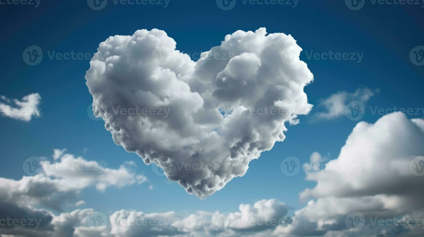 corazón conformado nube en azul cielo ai generado foto