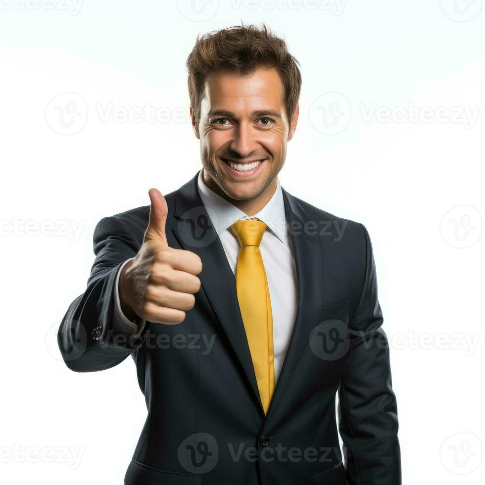 Businessman showing thumb up Isolated on white background AI Generated photo